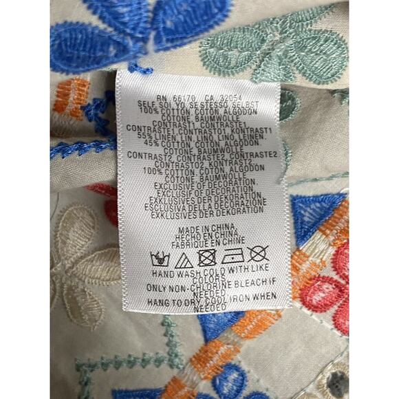 Anthropologie Daniel Rainn Penelope M Embroidered Top Floral Boho Dainty Vented - Picture 6 of 11